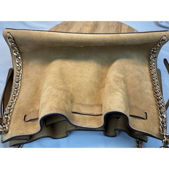 Michael Kors Mina Large Suede Chain Shoulder Bag Color Deer - Picture 9 of 10